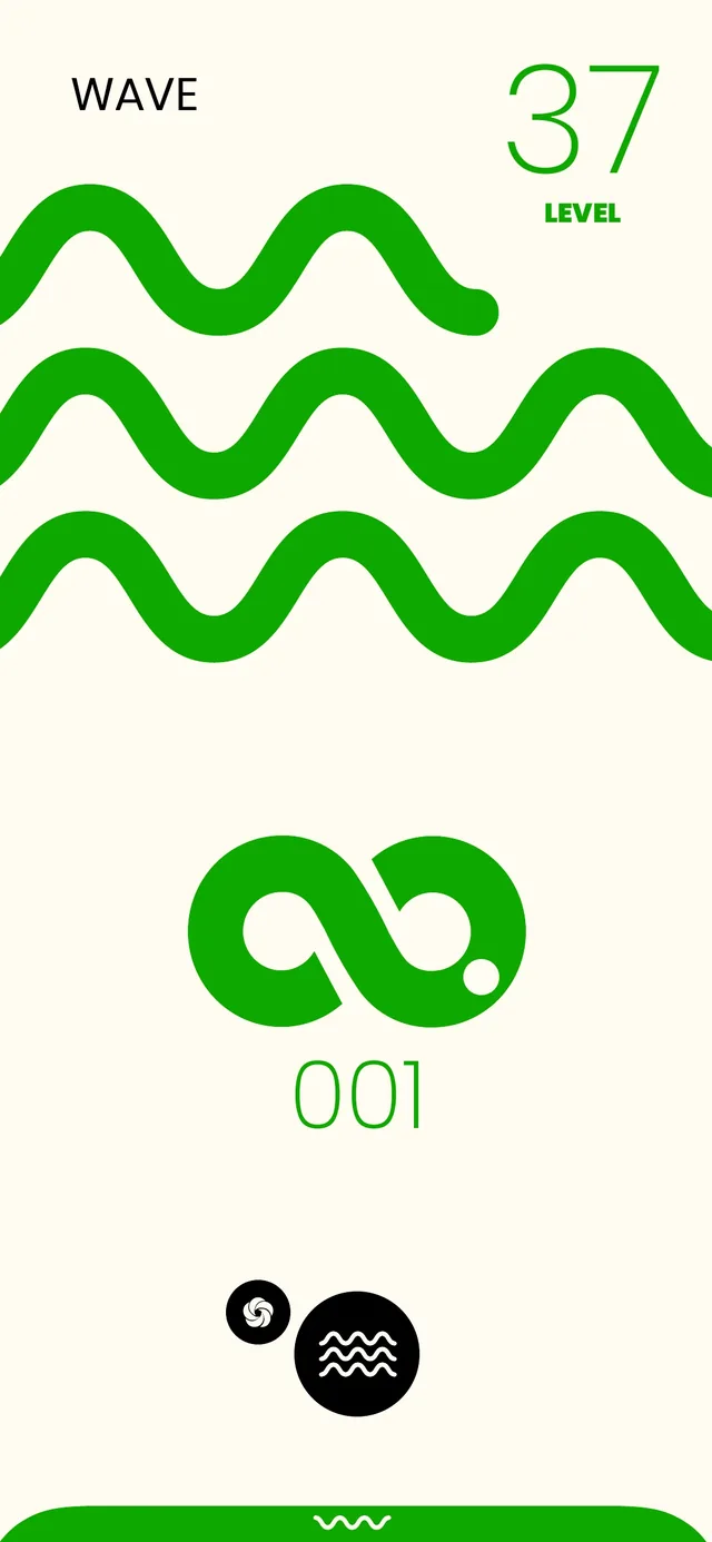 The Wave screen in green: green wavy lines and a green infinity symbol
