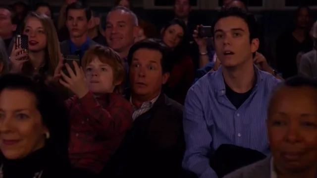 A still from The Michael J. Fox Show: a crowd watching something off screen