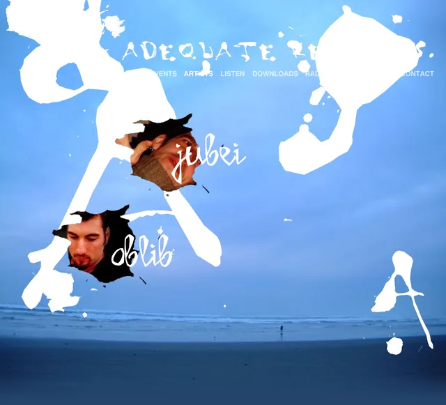 The artists page: portraits of Jubei and Oblib inside white paint splatters