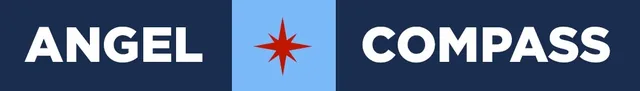 The same banner with a red compass star in the light-blue square