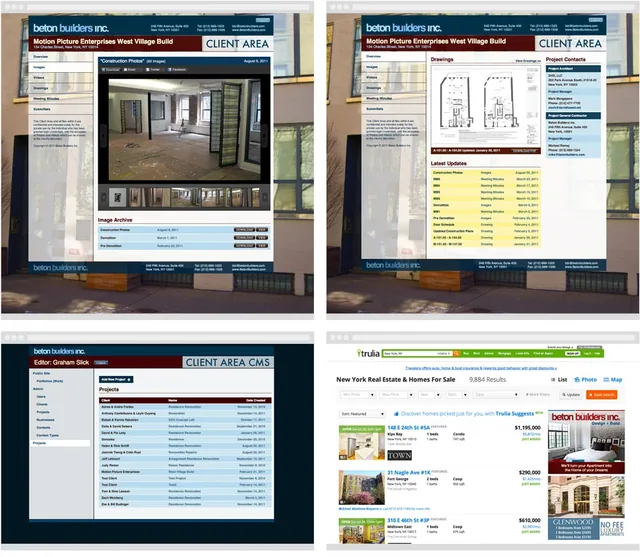 The client area: drawings, photographs and progress for one renovation, and the content system behind it
