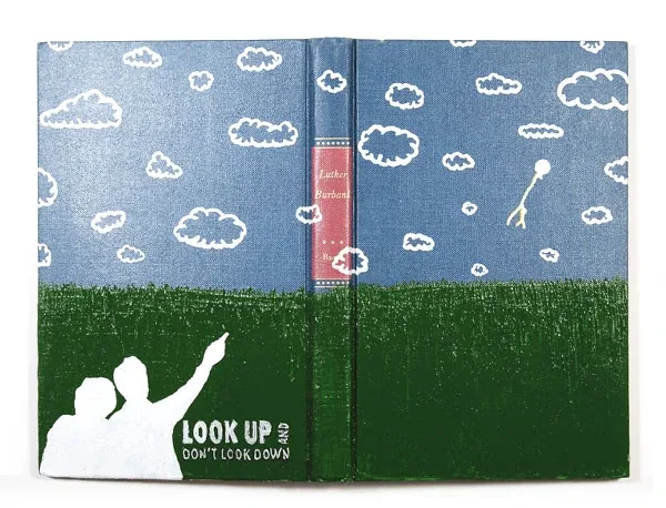 Clouds over green, a white figure pointing up, the title Look Up