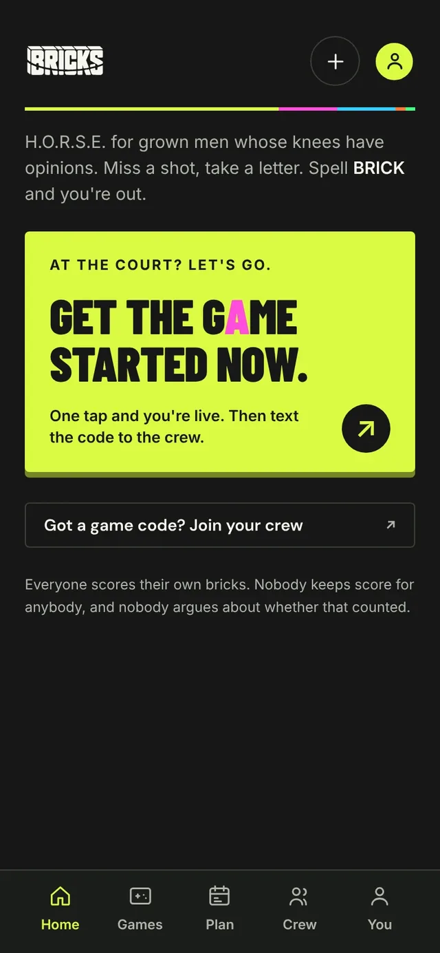 Bricks on a phone: “Get the game started now”