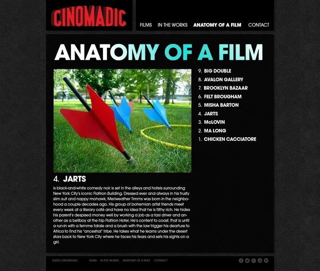 One of its pages, number 4, Jarts: a large photo of lawn darts stuck in the grass, the numbered list of all nine beside it, and a paragraph of text below