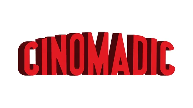 The Cinomadic logo: CINOMADIC in tall, condensed red capitals, extruded in dark red, the letters rising toward the middle