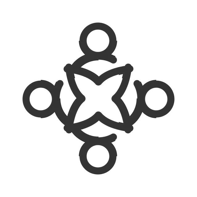 The CoSourcery mark in dark gray: four figures, their heads drawn as rings, joined in a circle around a four-pointed star