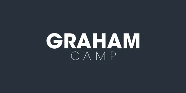 The Graham Camp logo: GRAHAM in heavy white capitals over CAMP in thin, widely spaced capitals, on charcoal