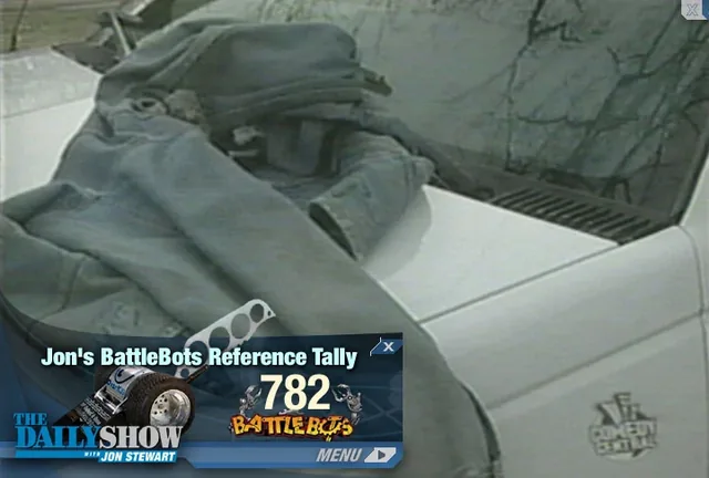 The strip shows Jon’s BattleBots Reference Tally, at 782, beside a BattleBots robot and logo, over the same shot