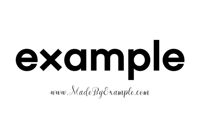 The printed label: the example wordmark above www.MadeByExample.com in a thin script