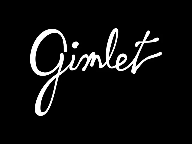 The Gimlet logo: Gimlet in a loose white handwritten script on black