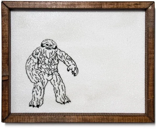 A shaggy wampa drawn in black line on white