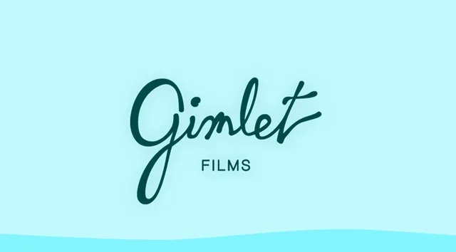 The Gimlet Films logo: Gimlet in a dark green hand-drawn script on pale aqua
