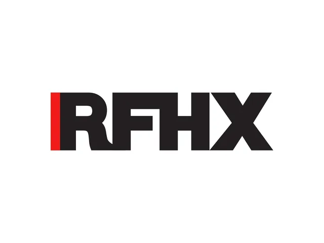 The RFHX logo: heavy black capitals that run into each other, with a red bar before the R
