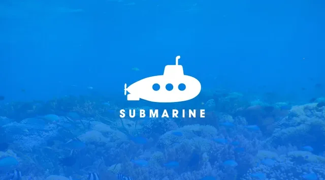 The Submarine logo: a white submarine above the word SUBMARINE, under the sea