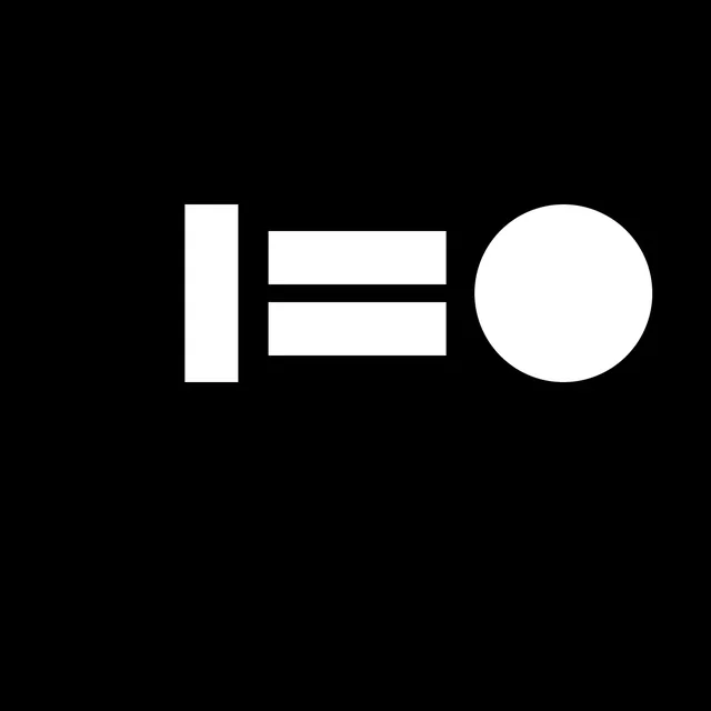 A black square with 1=0 in white geometric shapes: a tall bar, two short horizontal bars and a solid circle, set a little above center