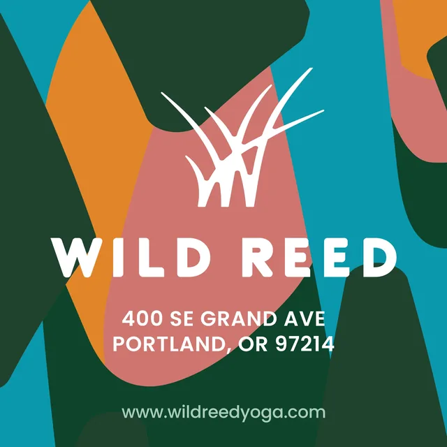 The back of the pass: the white logo, the studio’s address on SE Grand Ave and its website on the teal, green, orange and pink patchwork